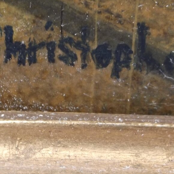 Mid-Century Modern Painting by Lou Christopher – Madonna & Child – Framed Art on - Picture 4 of 5